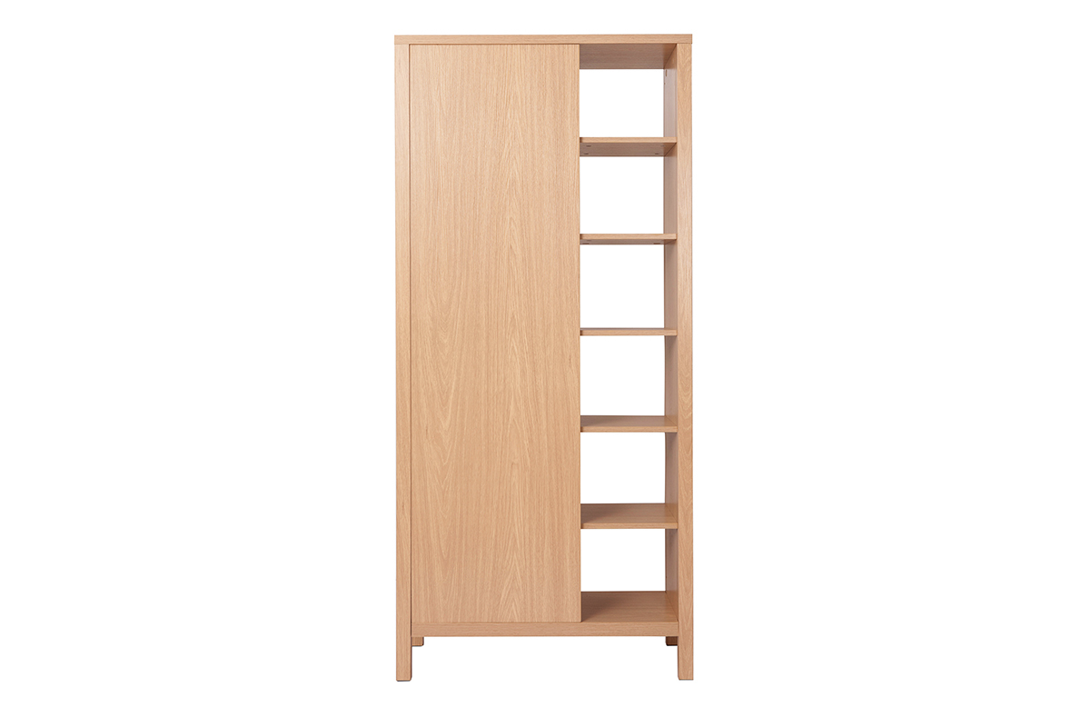 Armadio da ingresso finitura rovere con spazio appendiabiti e ripiani L83 cm GUMBY