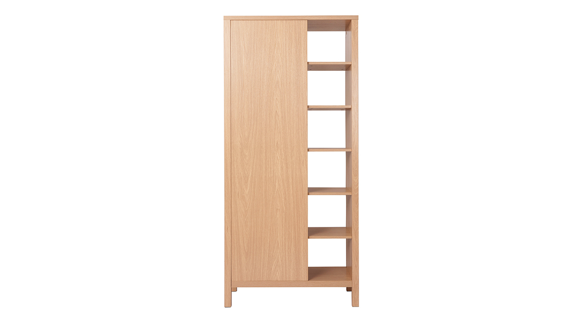 Armadio da ingresso finitura rovere con spazio appendiabiti e ripiani L83 cm GUMBY