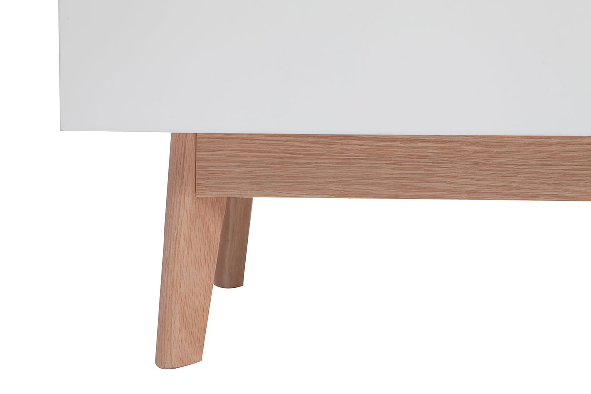 Armadio guardaroba scandinavo bianco e legno chiaro KELMA