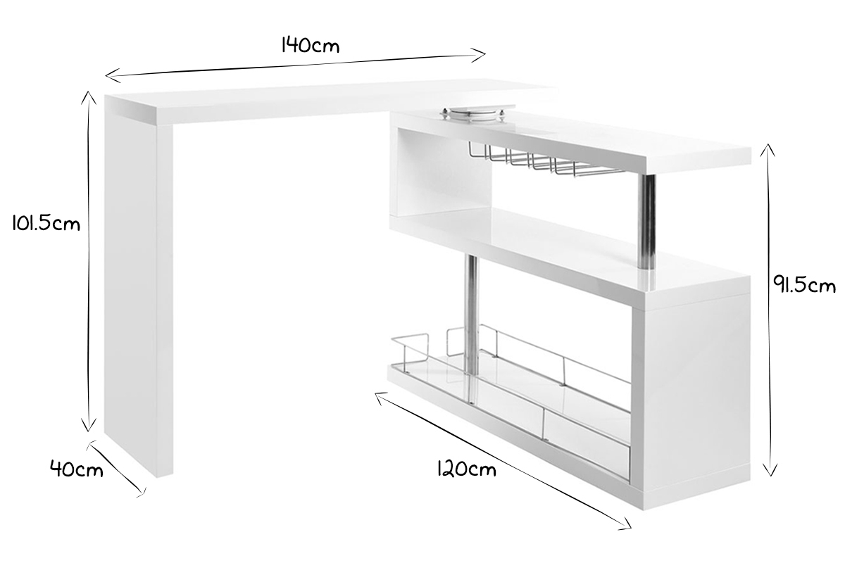 Bar design laccato bianco MAX