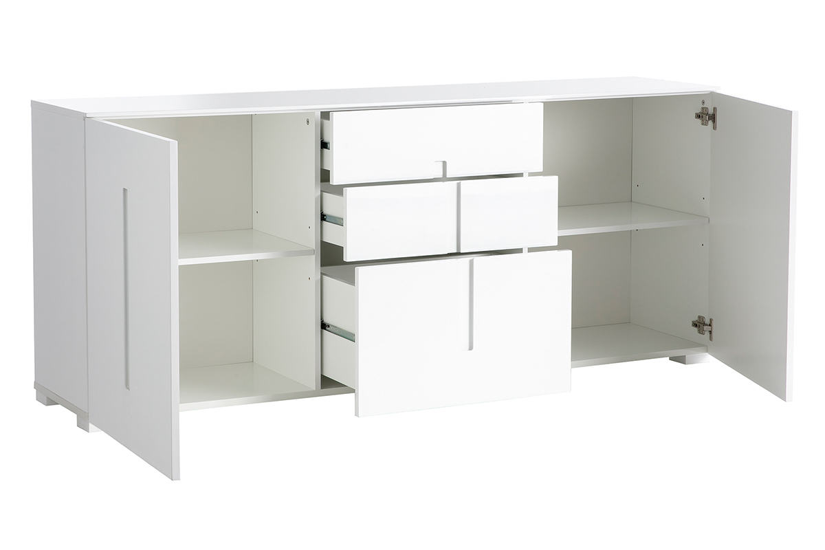 Buffet design laccato bianco 2 ante 3 cassetti TED