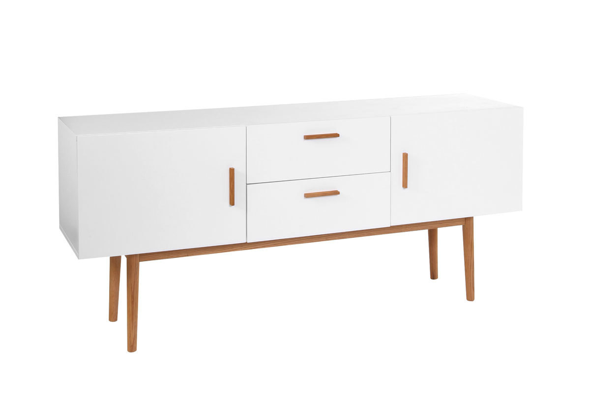 Buffet legno naturale e bianco 2 ante 2 cassetti GILDA