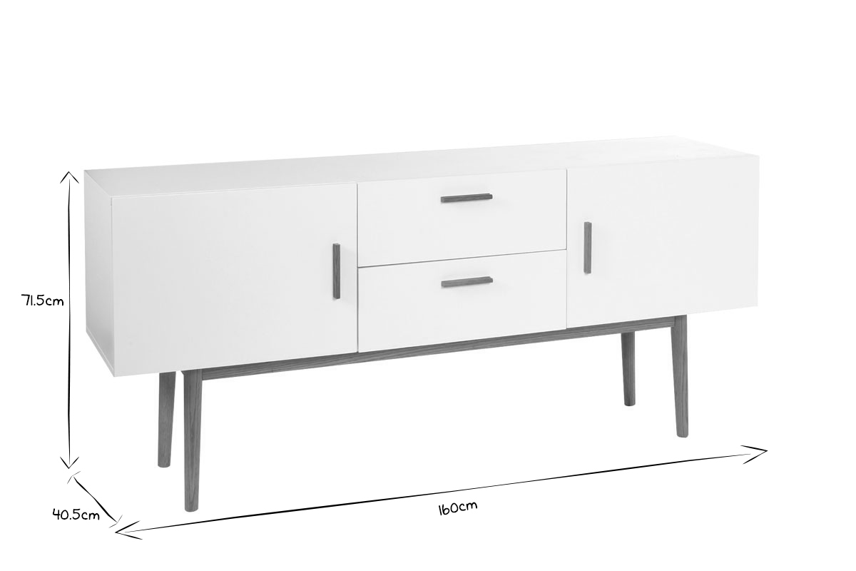 Buffet legno naturale e bianco 2 ante 2 cassetti GILDA