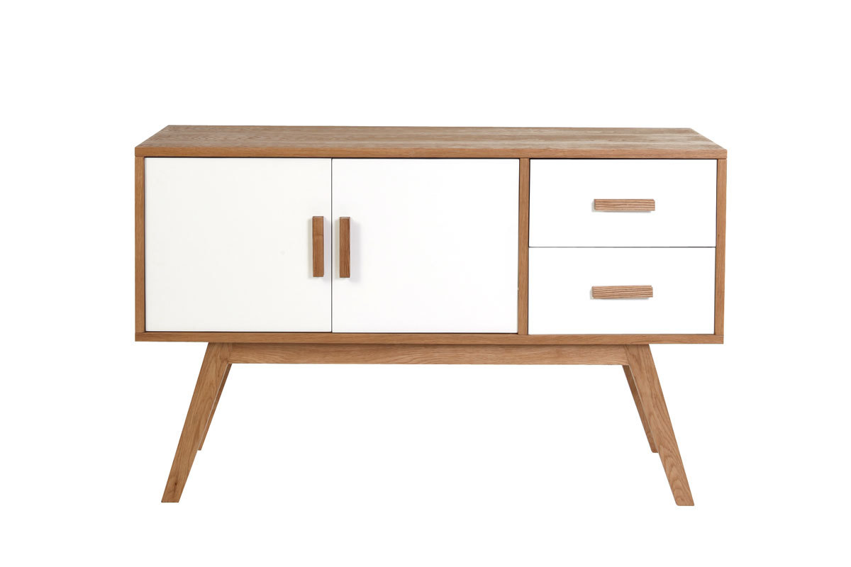 Buffet legno naturale e bianco 2 ante e 2 cassetti HELIA