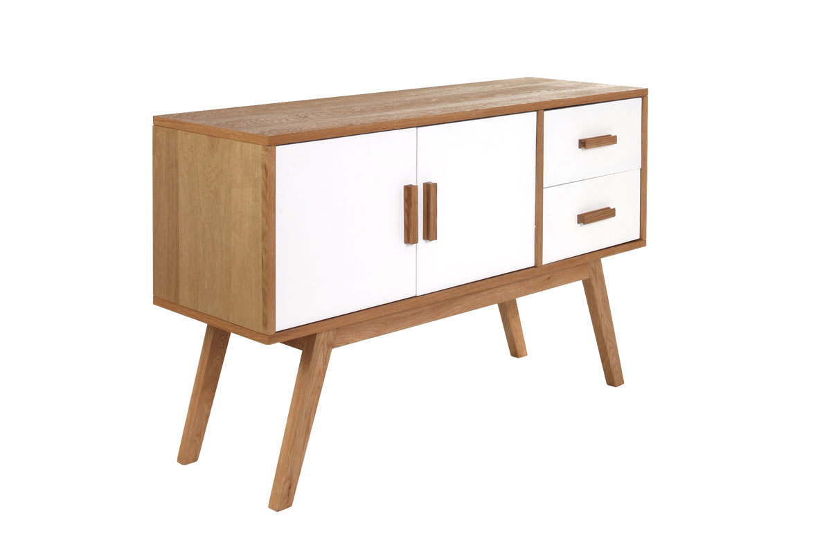 Buffet legno naturale e bianco 2 ante e 2 cassetti HELIA