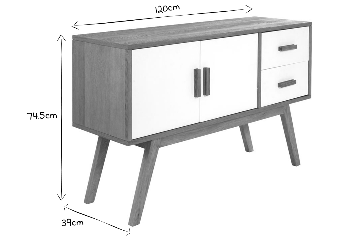 Buffet legno naturale e bianco 2 ante e 2 cassetti HELIA