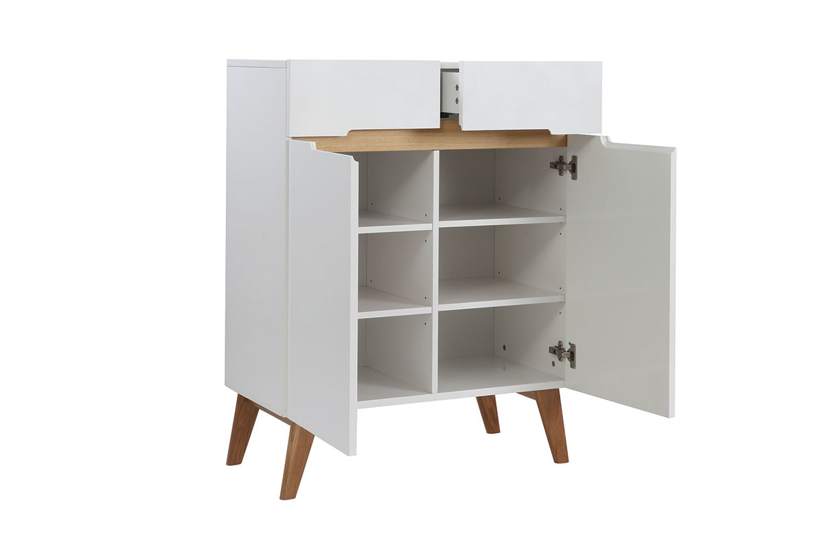 Buffet scandinavo bianco e frassino 80cm MELKA