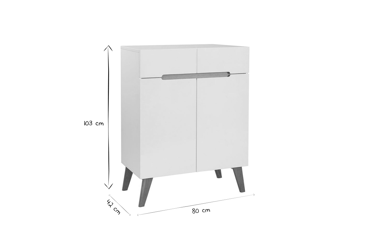 Buffet scandinavo bianco e frassino 80cm MELKA