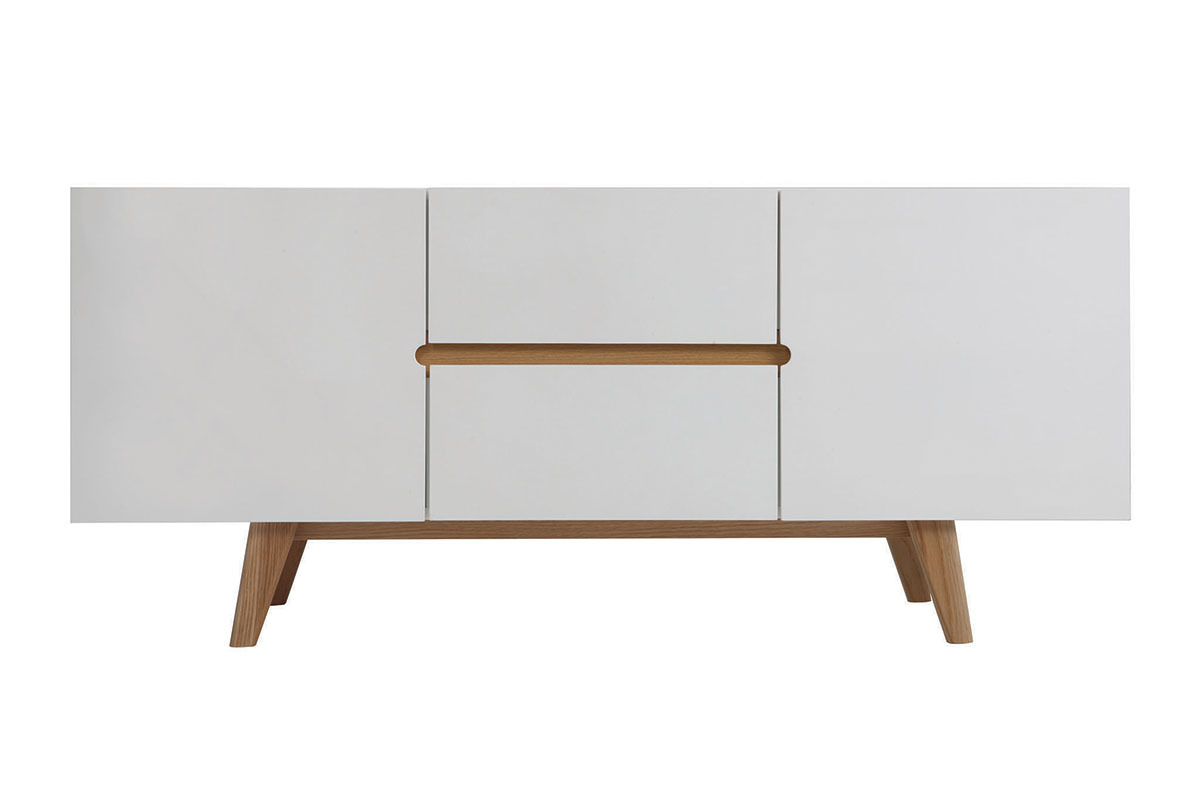 Buffet scandinavo bianco lucido e frassino 160cm MELKA