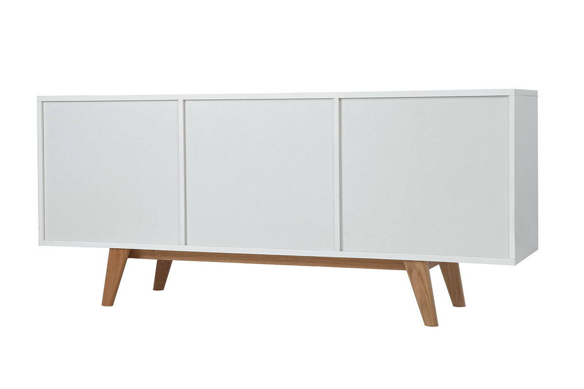 Buffet scandinavo bianco lucido e frassino 160cm MELKA