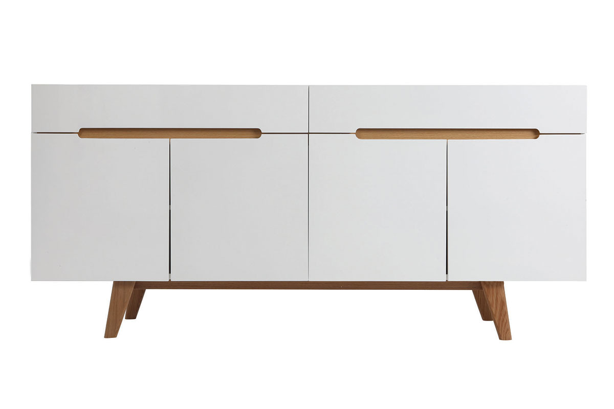 Buffet scandinavo bianco lucido e frassino 180cm MELKA