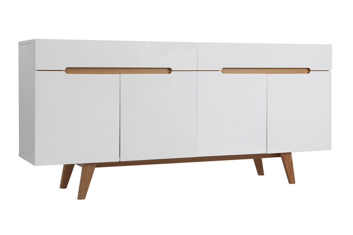 Buffet scandinavo bianco lucido e frassino 180cm MELKA