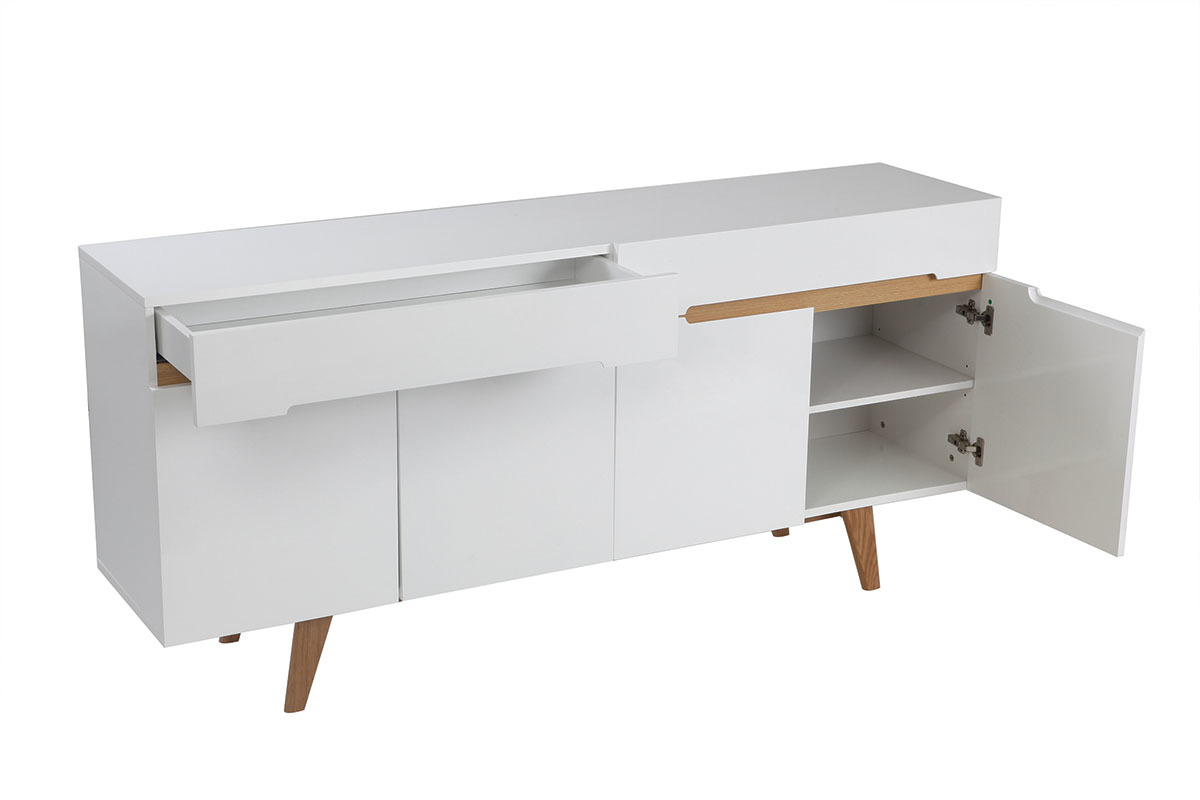 Buffet scandinavo bianco lucido e frassino 180cm MELKA