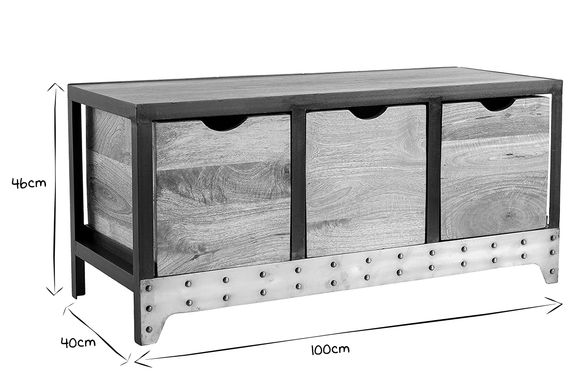 Cassettiera / scarpiera in legno e metallo ATELIER