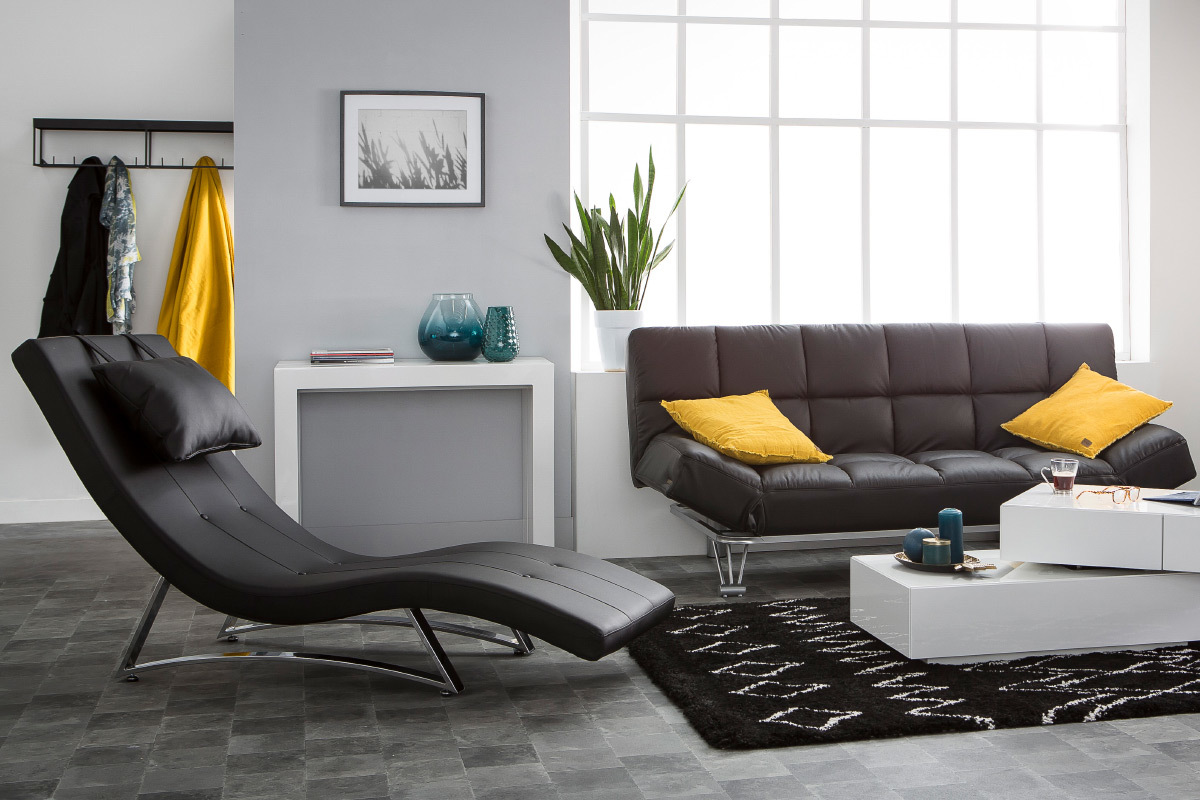 Chaise longue design nero MONACO