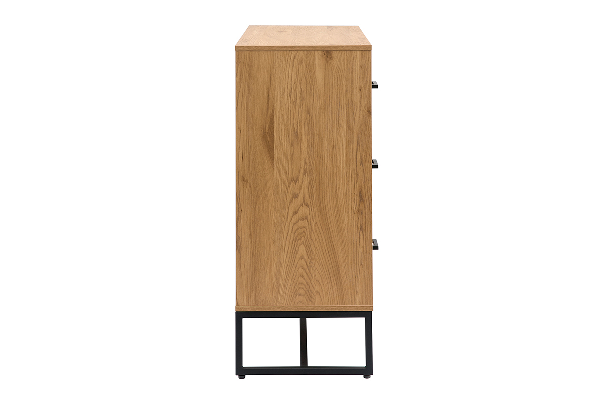 Com 3 cassetti finitura legno chiaro rovere e metallo nero L100 cm LOVATO