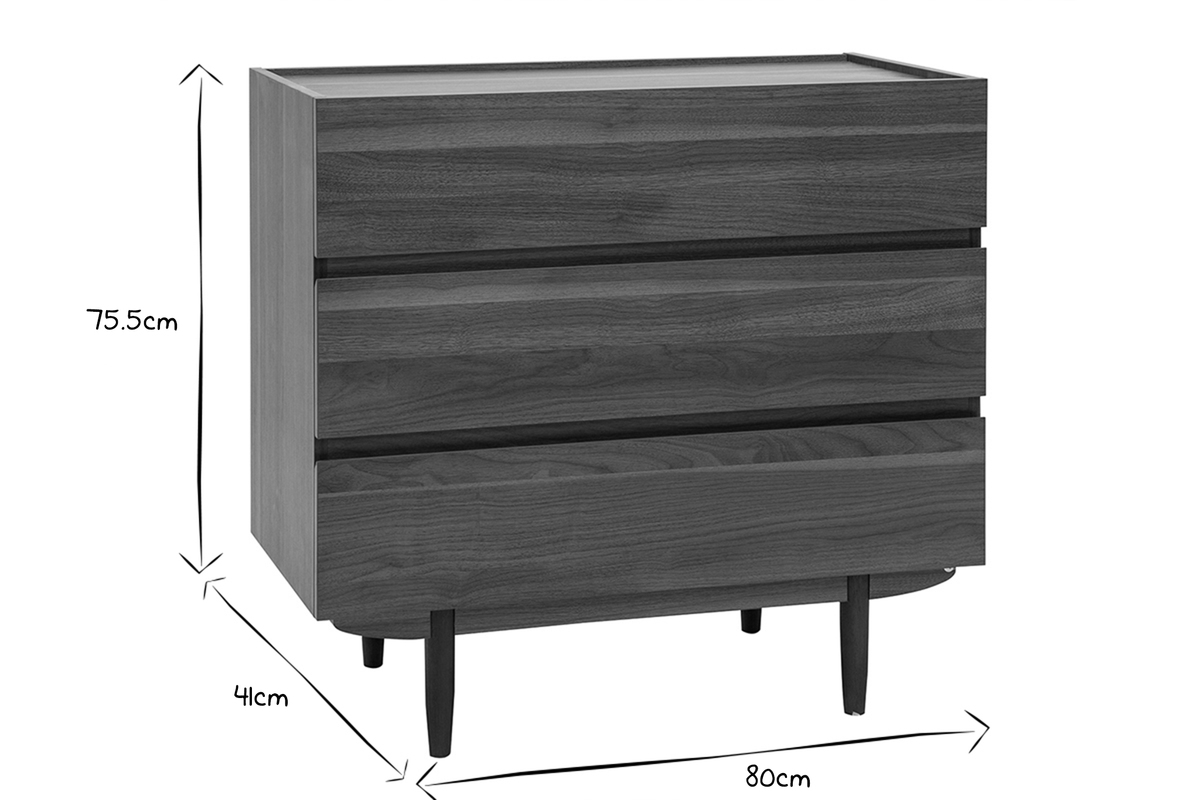 Com 3 cassetti in legno scuro L80 cm SANAA