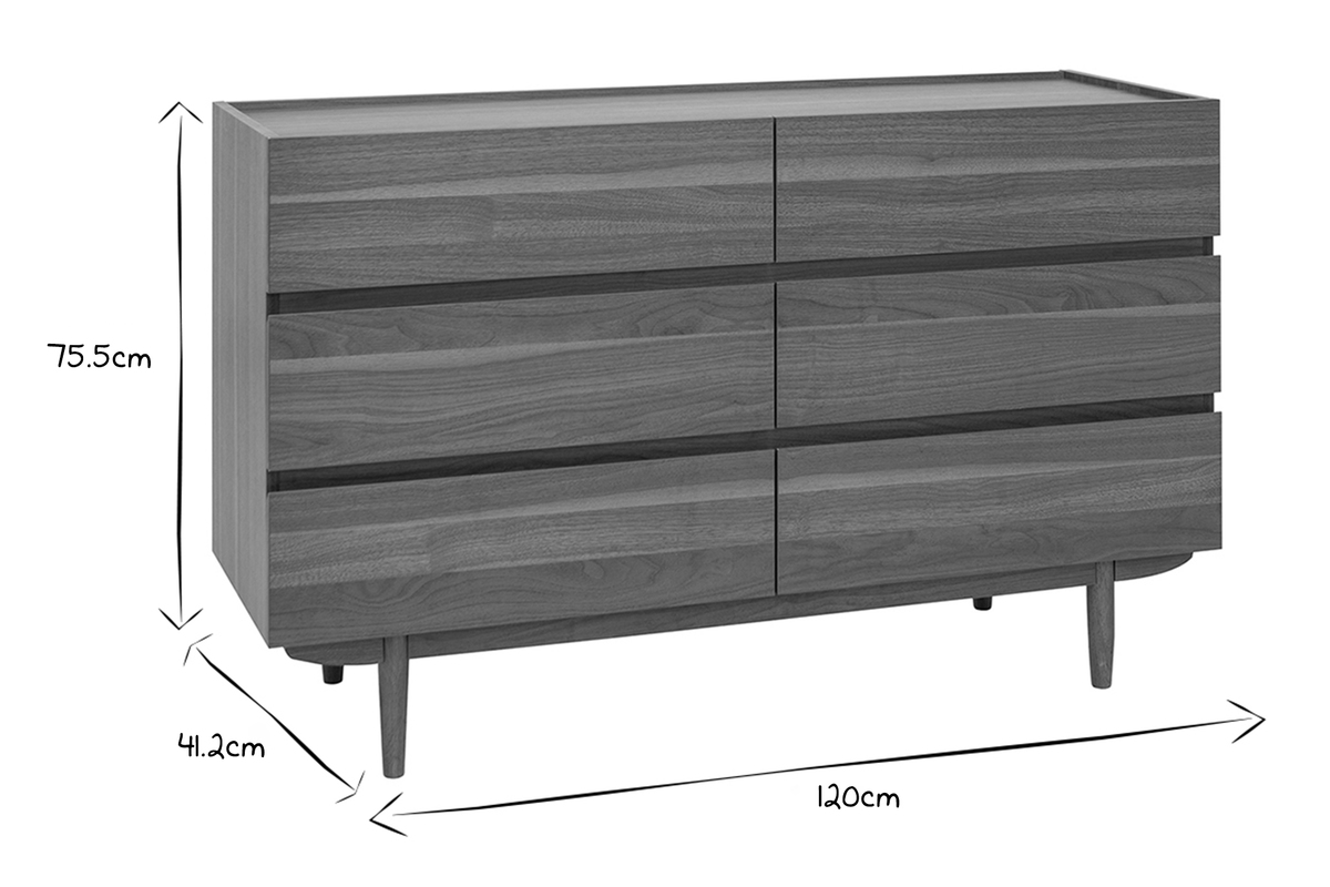 Com 6 cassetti in legno scuro L120 cm SANAA