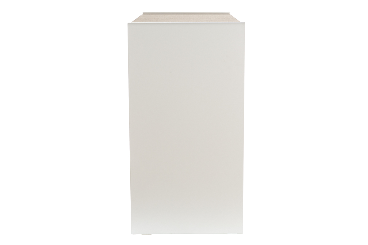 Com design 3 cassetti bianco opaco ripiano finitura rovere L110 cm VERDI