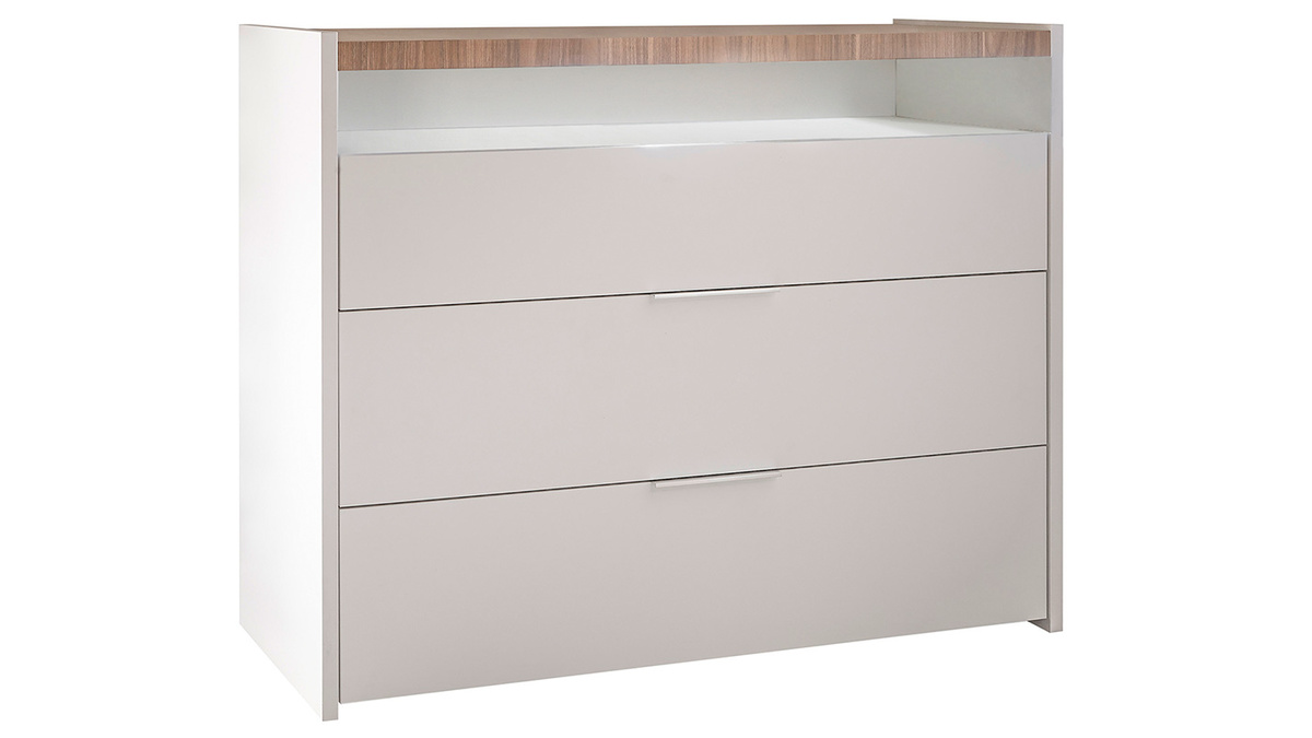 Com design 3 cassetti bianco opaco ripiano finitura rovere L110 cm VERDI