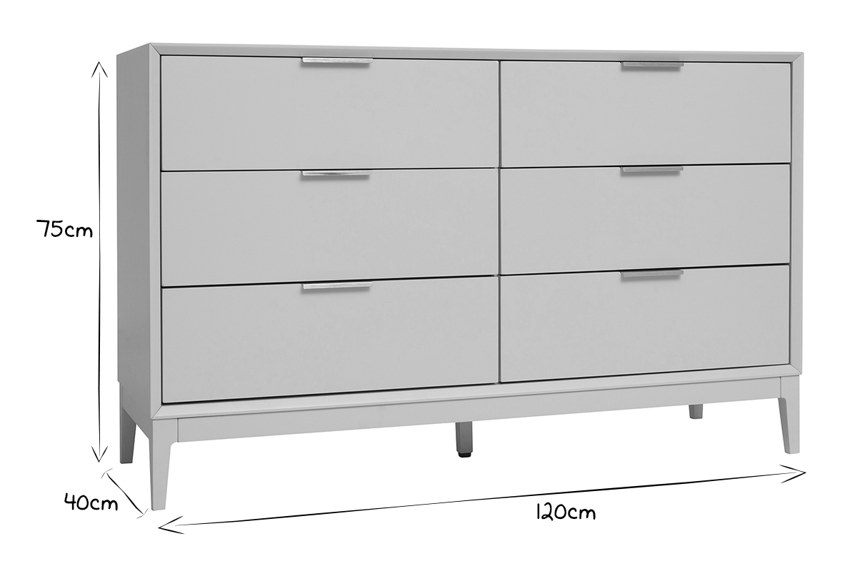 Com rosa cipria e metallo dorato 6 cassetti L120 cm GIANA