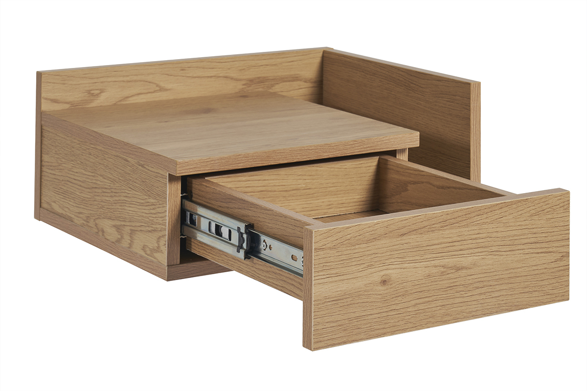 Comodini pensili finitura legno rovere chiaro con cassetto L40 cm (set di 2) NASTY