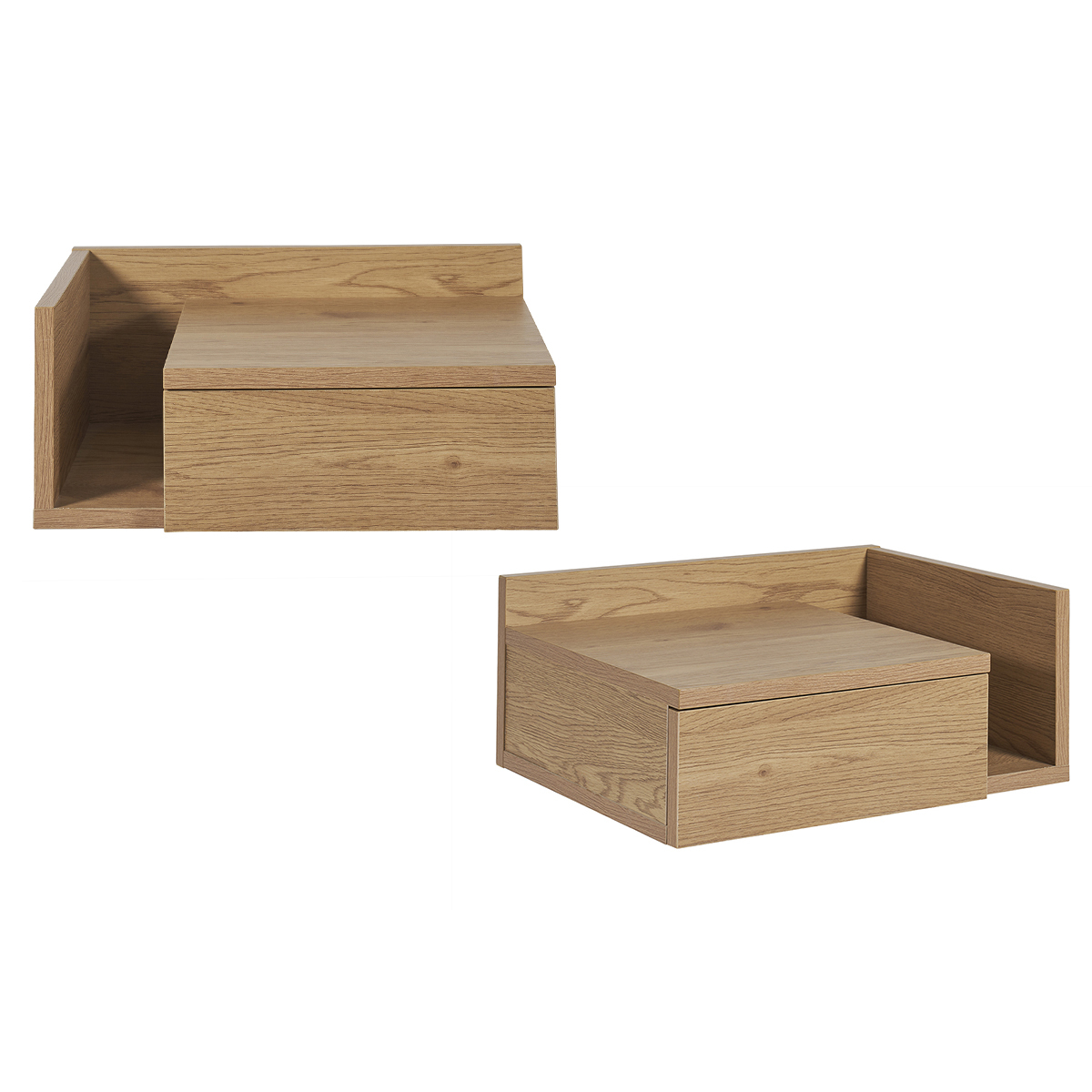 Comodini pensili finitura legno rovere chiaro con cassetto L40 cm (set di 2) NASTY