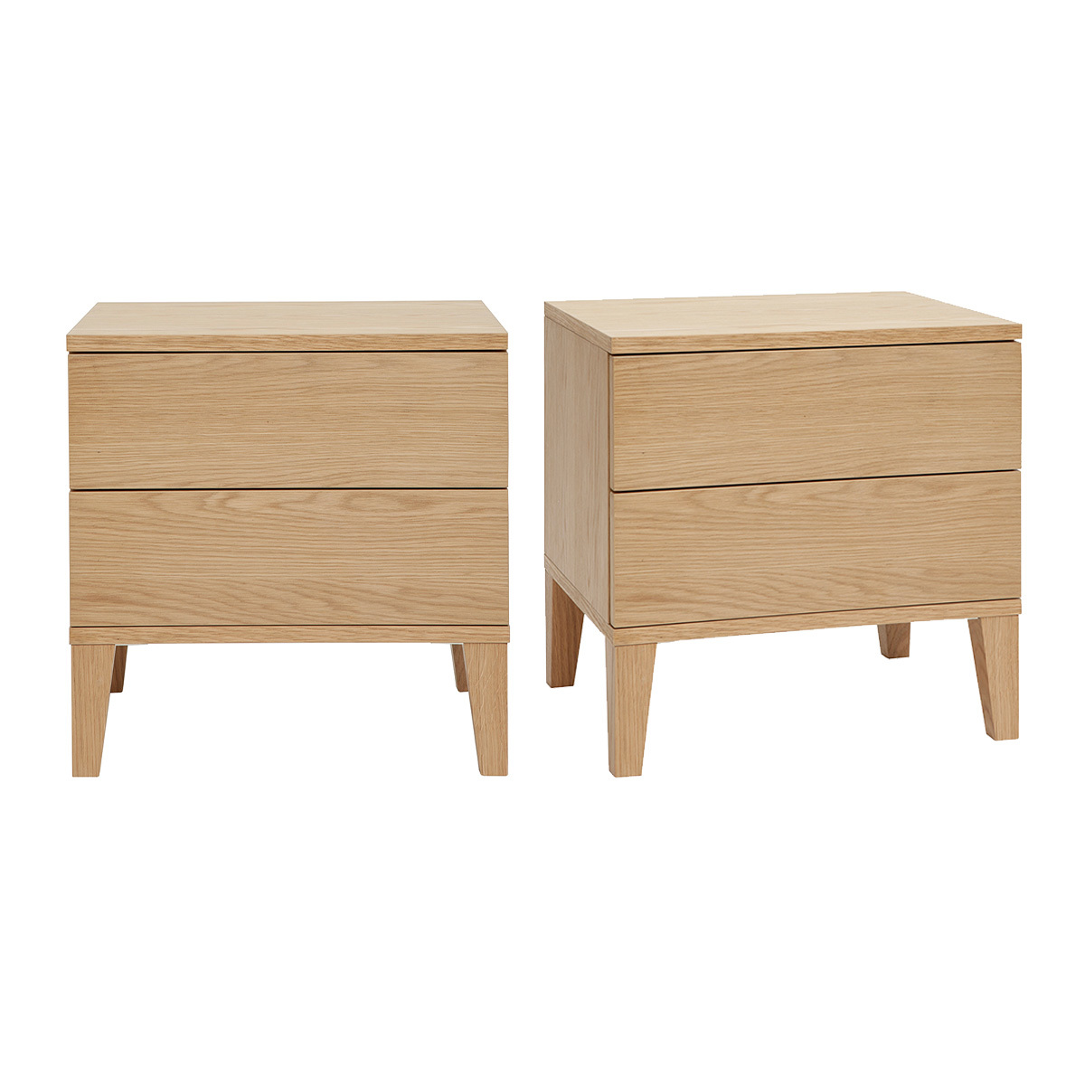 Comodini scandinavi 2 cassetti legno rovere chiaro L50 cm (set di 2) FREDDY