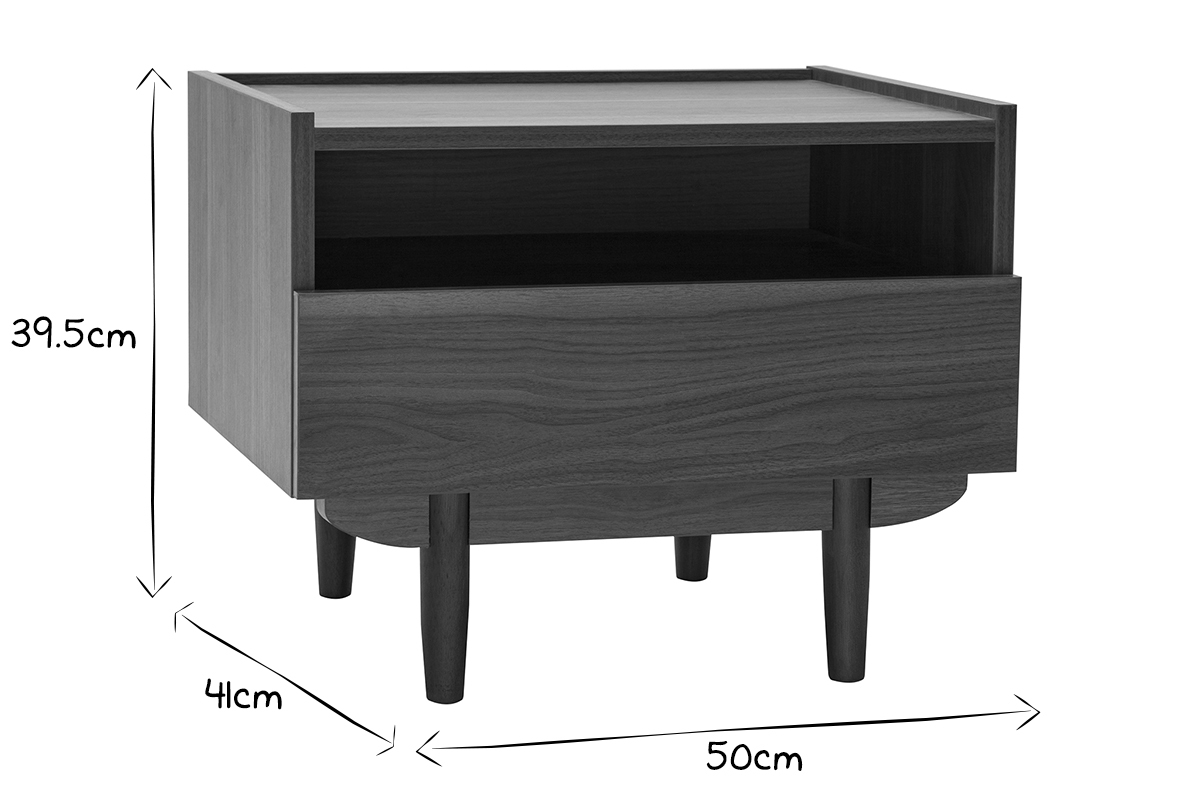 Comodino con cassetto in legno scuro SANAA