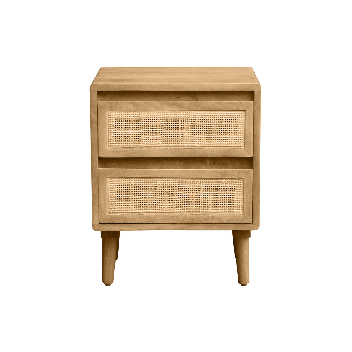 Comodino in legno massello di mango e motivo a intreccio rattan con 2 cassetti L40 cm ACANGE