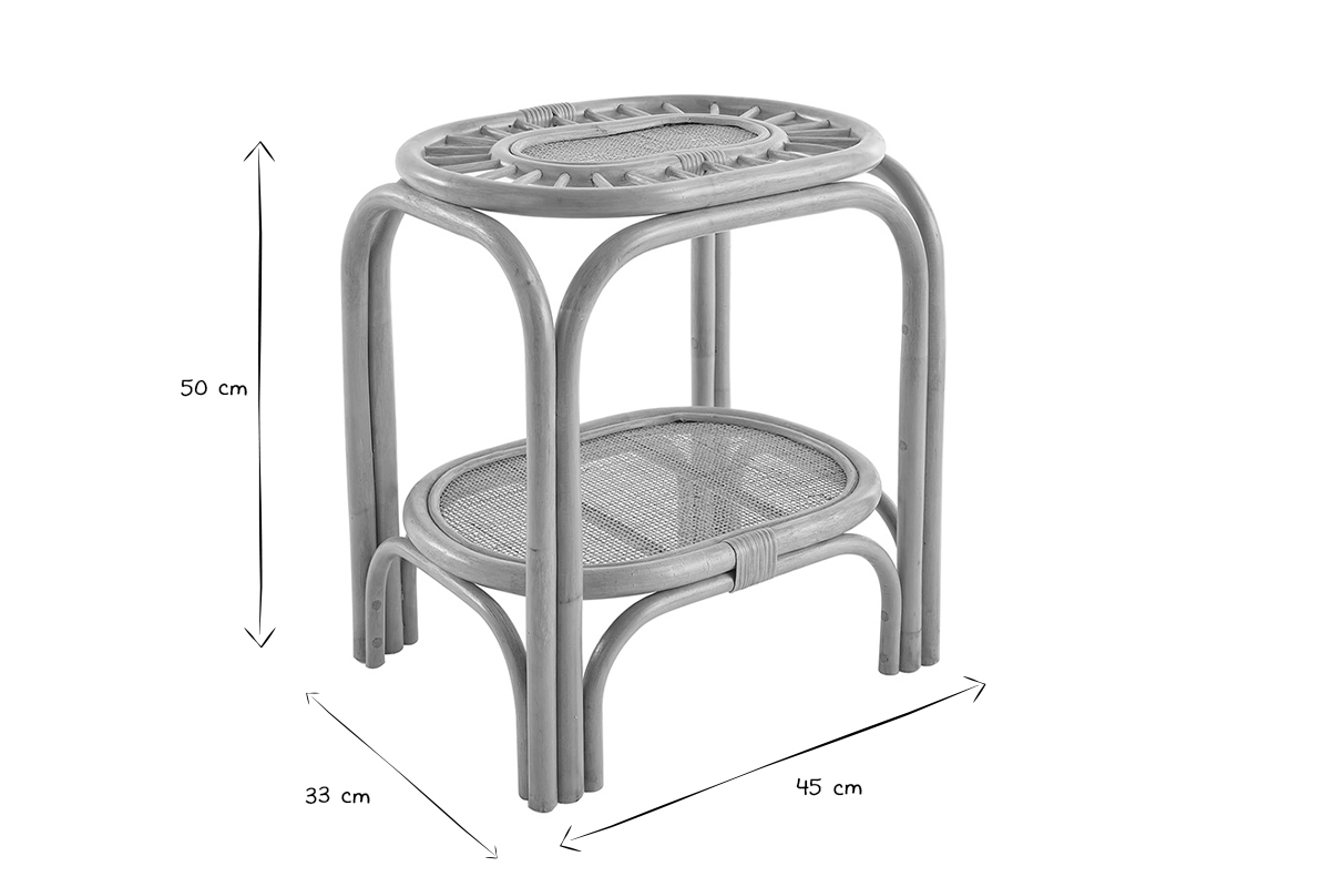 Comodino in rattan naturale e motivo a intreccio L45 cm BOW