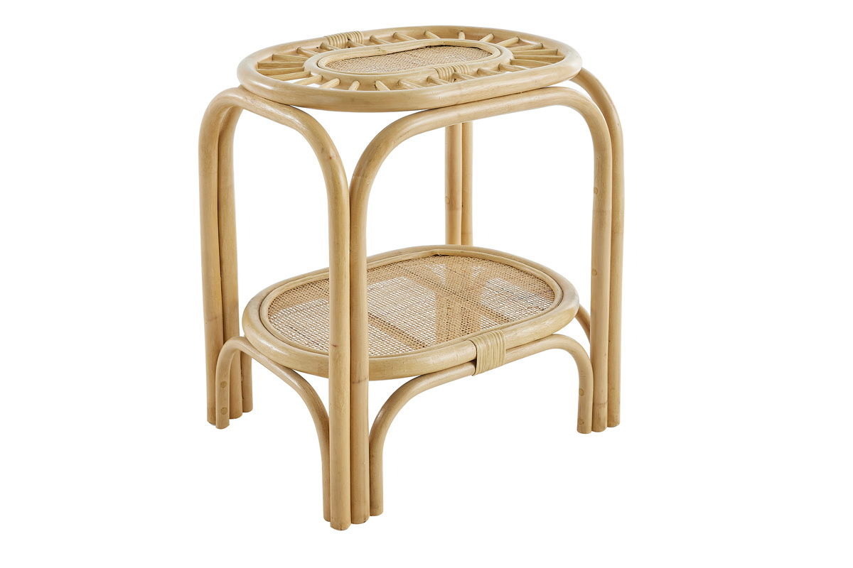 Comodino in rattan naturale e motivo a intreccio L45 cm BOW