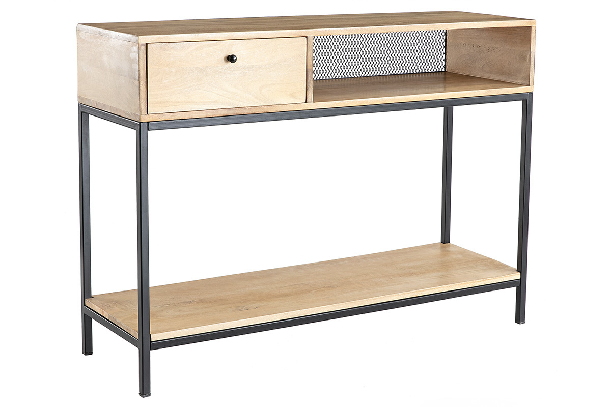 Console industriale in mango e metallo nero L110 cm RACK