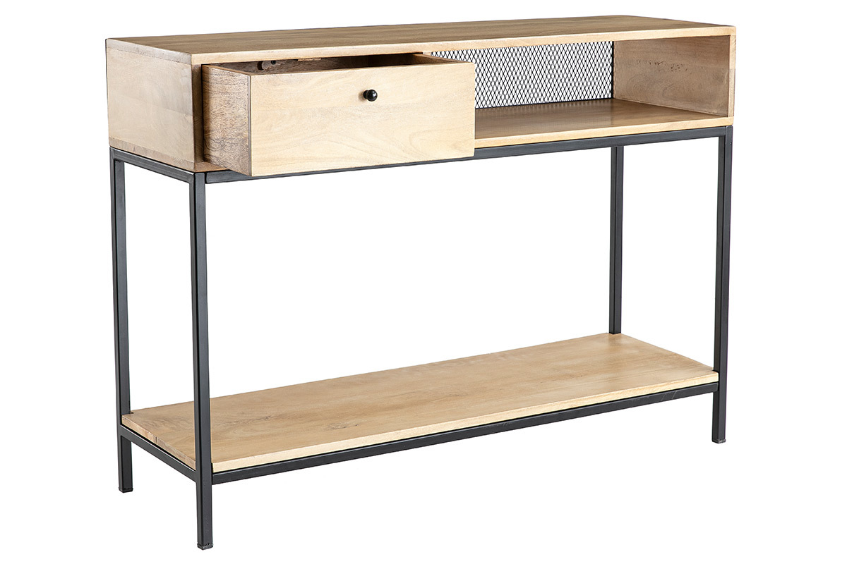 Console industriale in mango e metallo nero L110 cm RACK