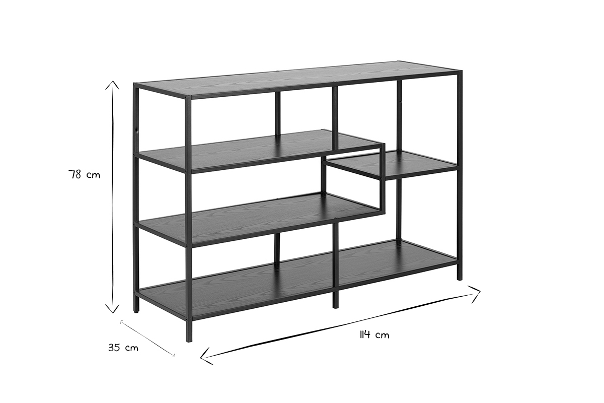 Console industriale metallo nero e legno L114 cm TRESCA