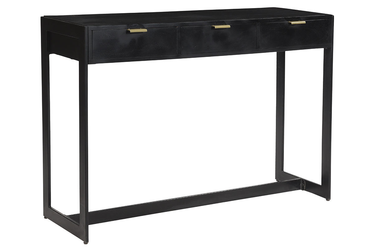 Consolle design con cassetti nero e oro L115 cm AVIDAN