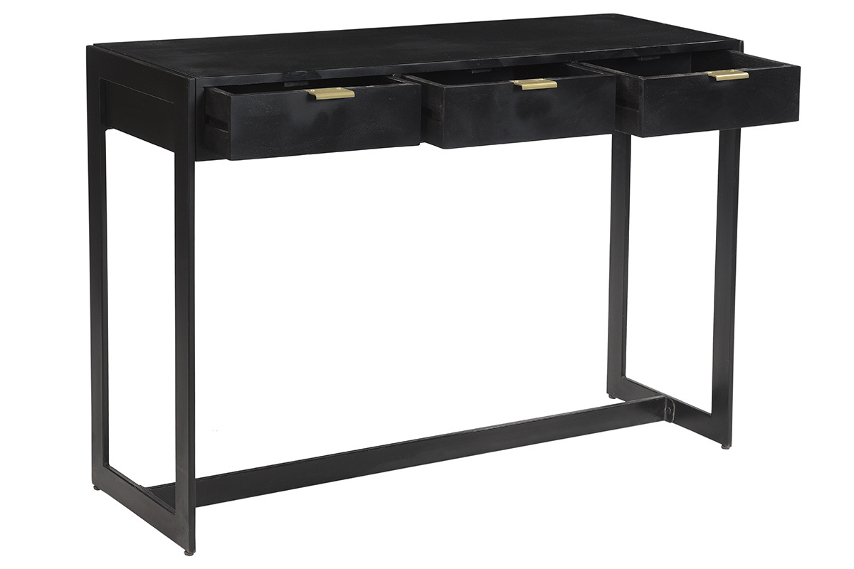 Consolle design con cassetti nero e oro L115 cm AVIDAN