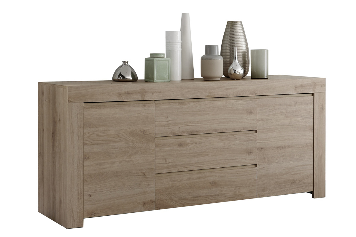 Credenza 2 ante 3 cassetti finitura rovere L184 cm TINO