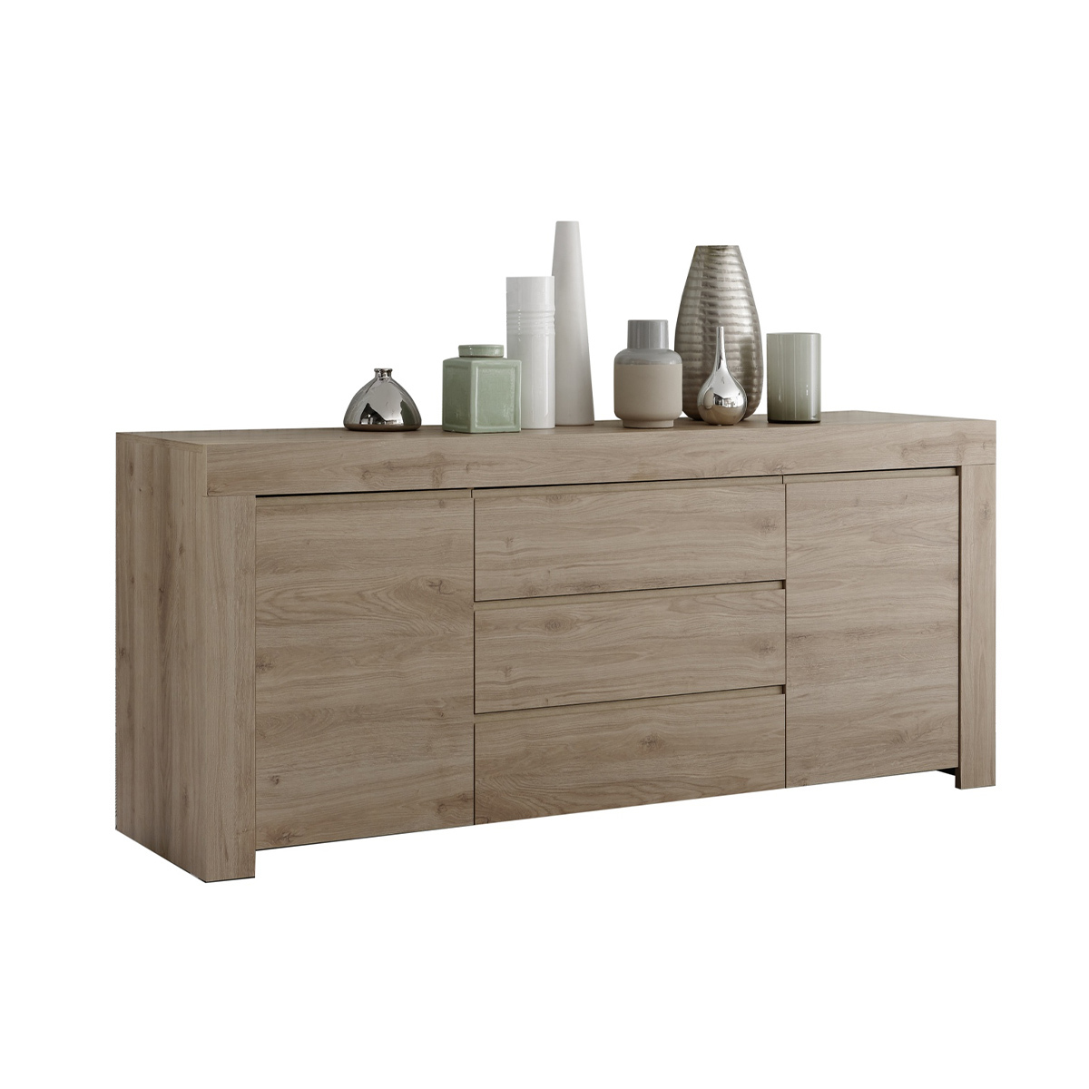 Credenza 2 ante 3 cassetti finitura rovere L184 cm TINO