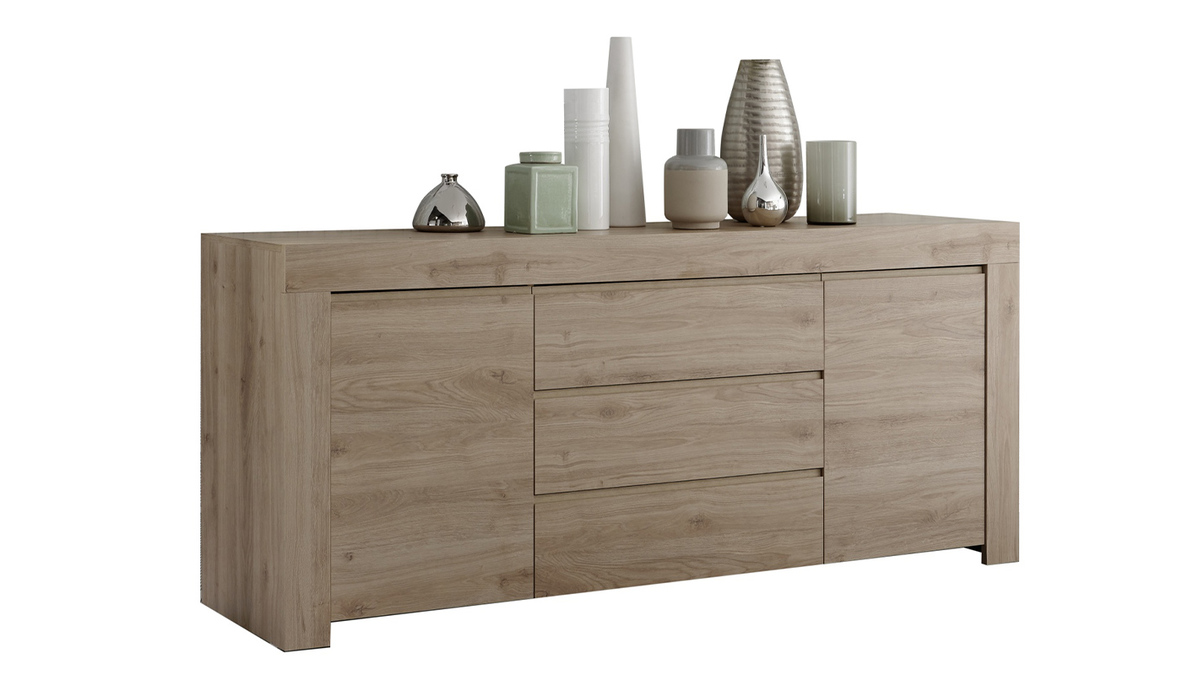 Credenza 2 ante 3 cassetti finitura rovere L184 cm TINO