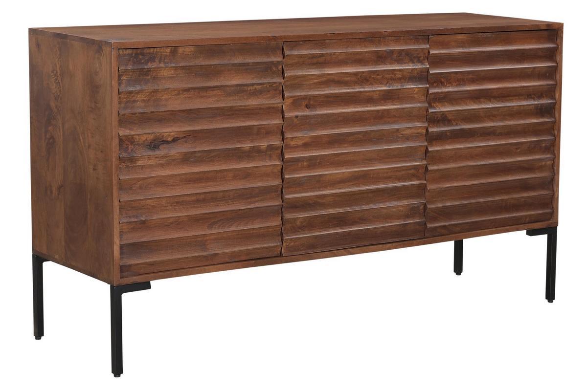 Credenza 3 ante in legno massello di mango e metallo ONDA