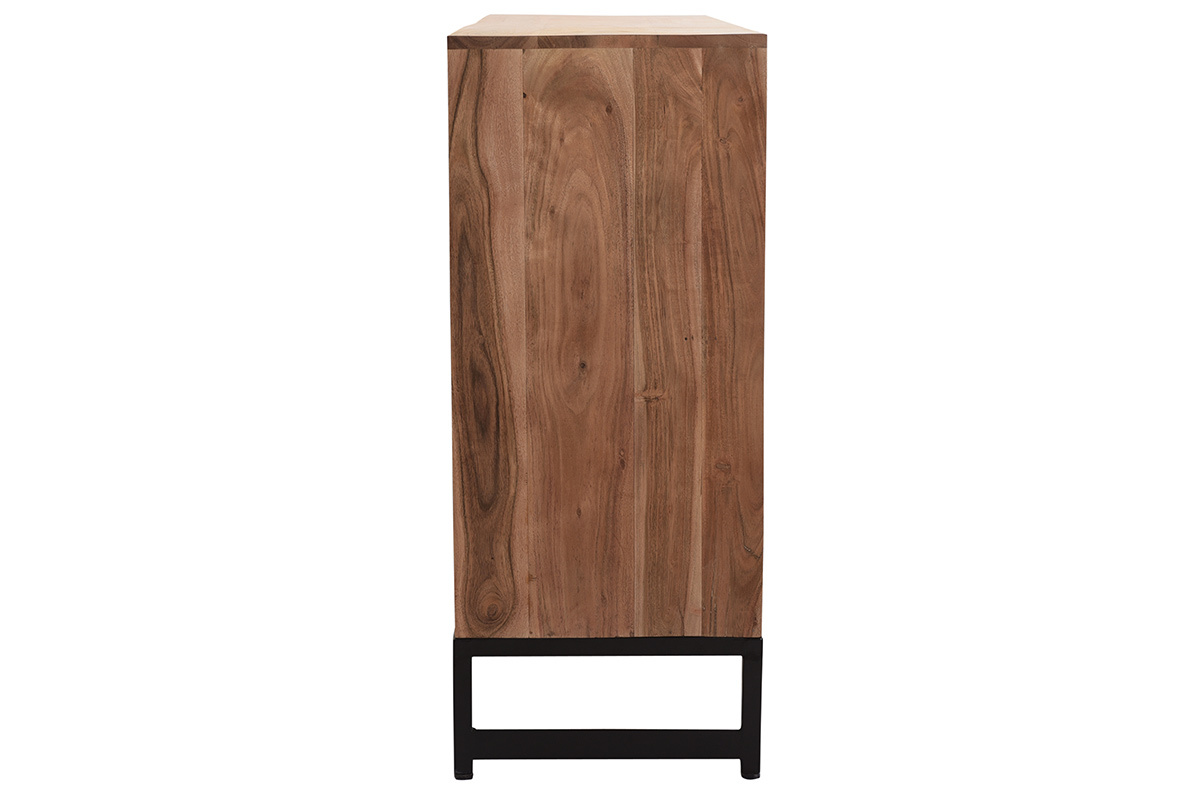 Credenza 4 porte in acacia e metallo nero STICK