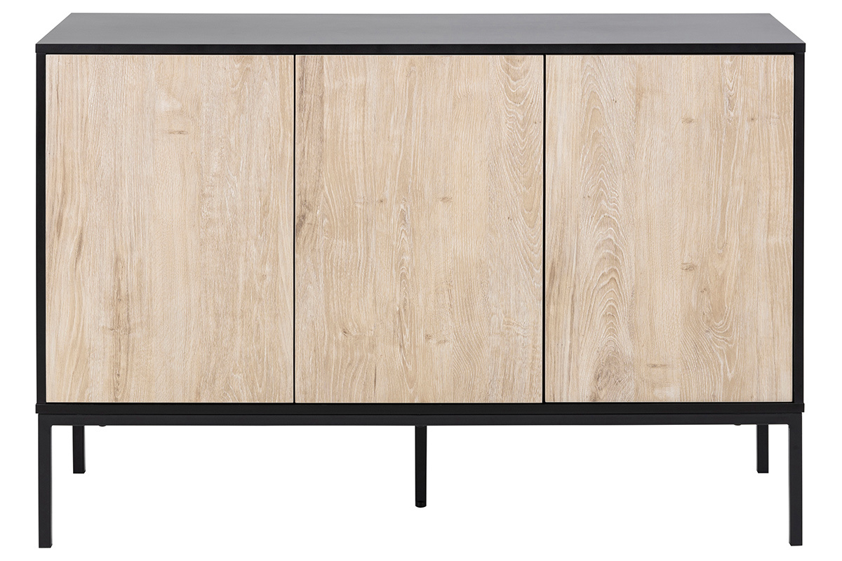 Credenza bassa industriale metallo e legno sbiancato TRESCA