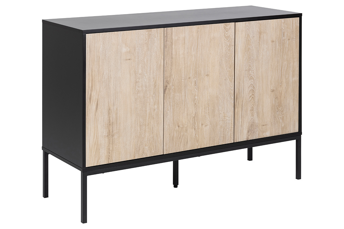 Credenza bassa industriale metallo e legno sbiancato TRESCA