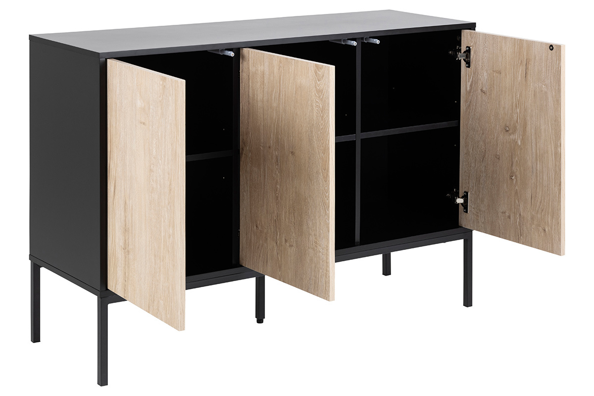 Credenza bassa industriale metallo e legno sbiancato TRESCA