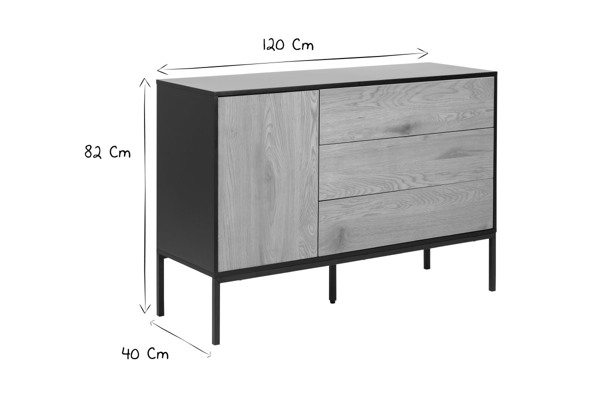 Credenza bassa industriale metallo e legno TRESCA