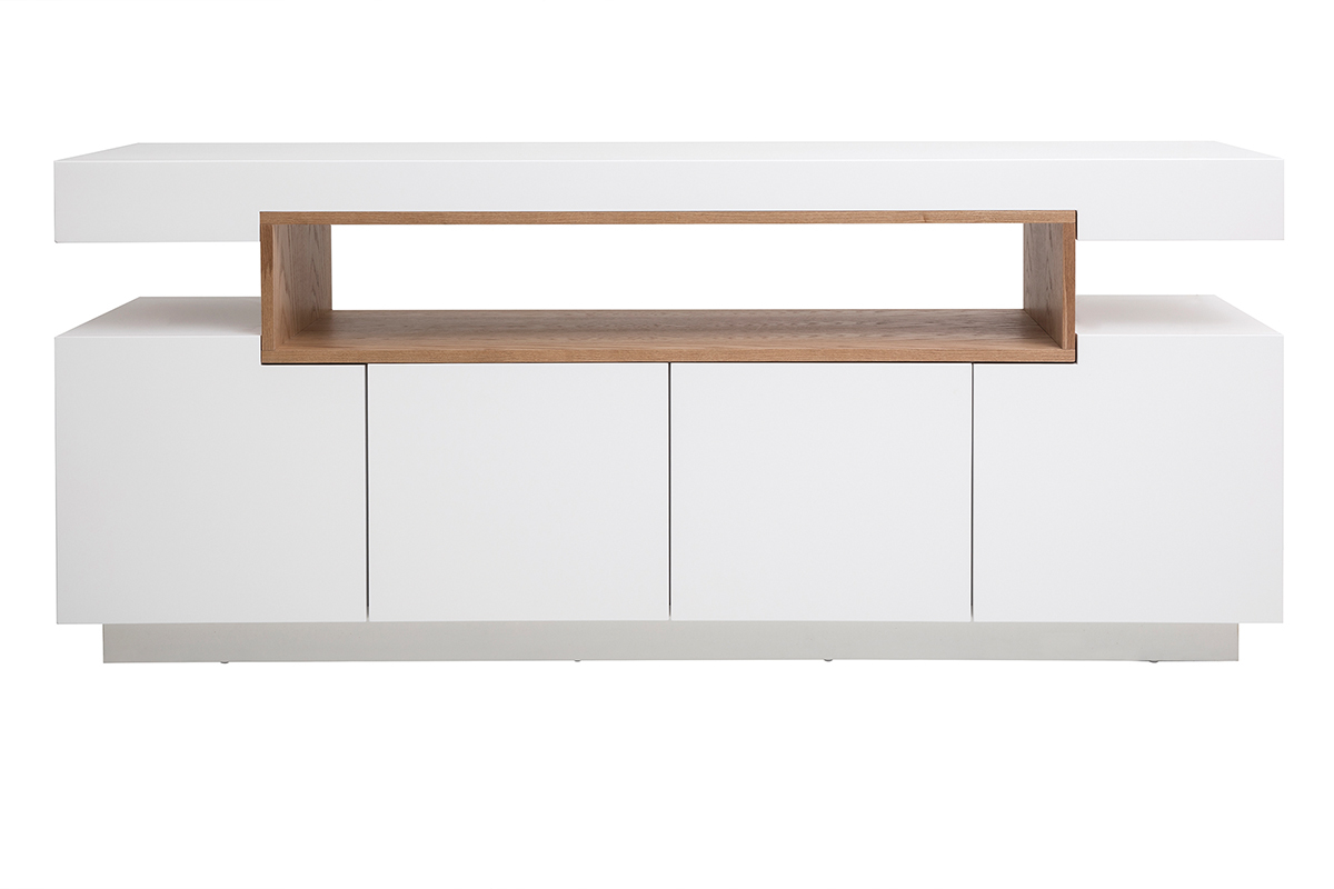 Credenza bianco opaco e nicchia in legno LIVO