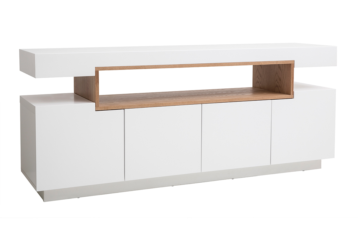 Credenza bianco opaco e nicchia in legno LIVO