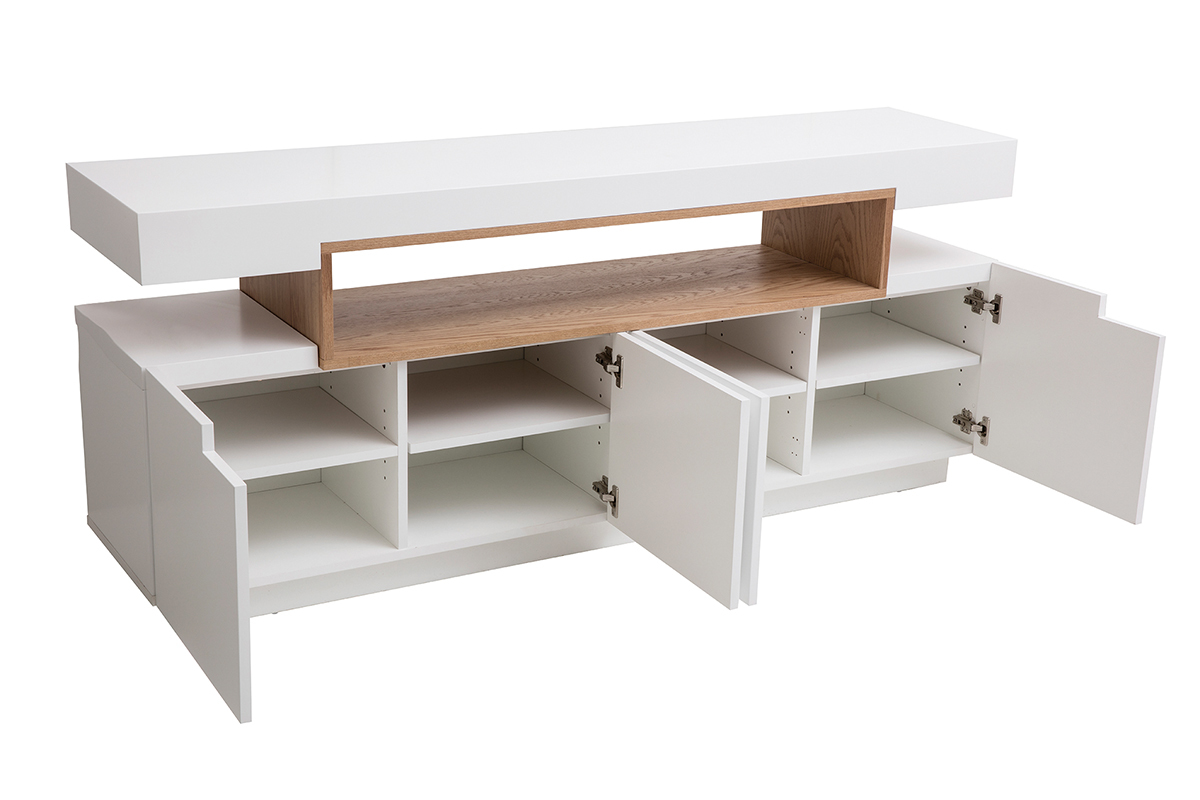 Credenza bianco opaco e nicchia in legno LIVO