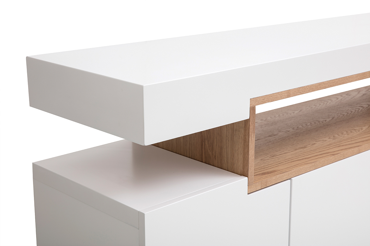 Credenza bianco opaco e nicchia in legno LIVO